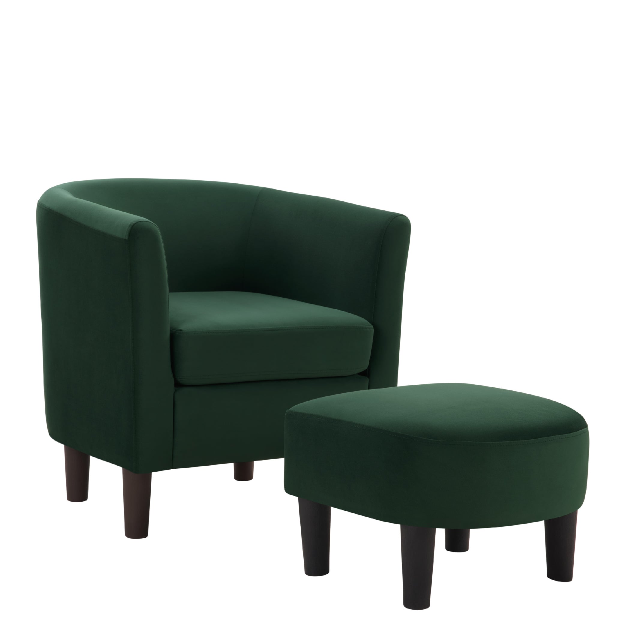 Velvet Accent Chair With Ottoman, Modern Barrel Chair Armchair For Living Room, Green_maomaolike.com